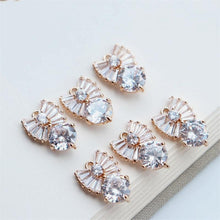 Load image into Gallery viewer, 5pcs CZ Pave Butterfly Charm, Cubic Zircon Crystal Pendant, CZ Earring Charms, Gold Plated Brass Earring Charms, Jewelry Findings JY063-F156