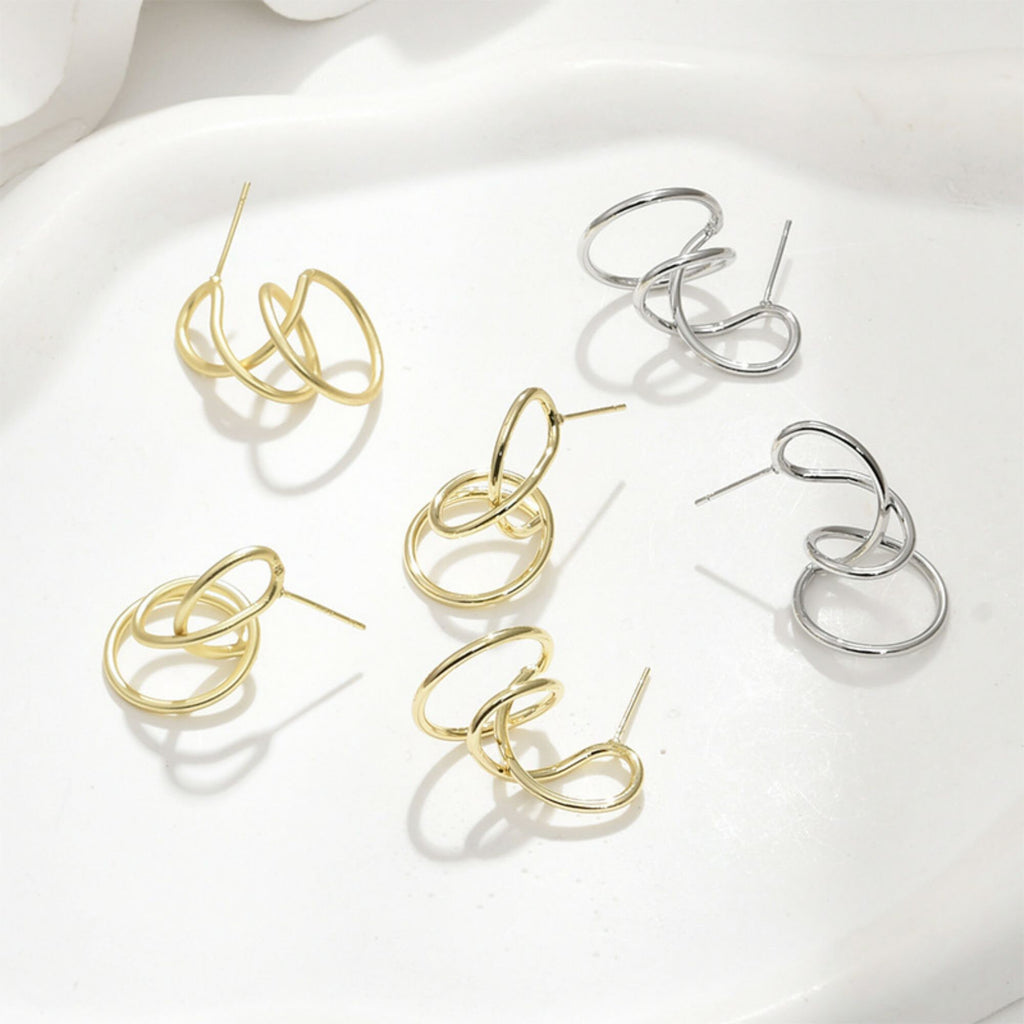 Wave Earring Post with Loop, 14K Gold/Silver, S925 Silver Pin Nickel Free Earrings, Wave Ear Stud with Loop LL189