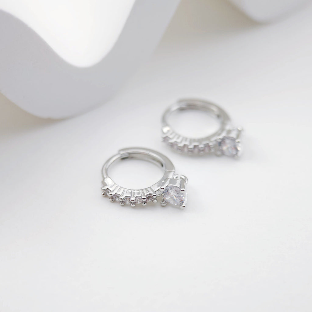 CZ Pave Earring Hoop, Gold Plated Versatile Huggie Hoop Earring with Loop, Huggie Hoop DIY Earring  Findings,Handmade Earring Supplies D0096