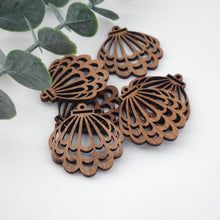 Load image into Gallery viewer, 4PCS Wood Pendant, Wooden Flower Charm, Reclaimed Walnut Wood, Nickel Free, Natural Jewelry Finding JT987