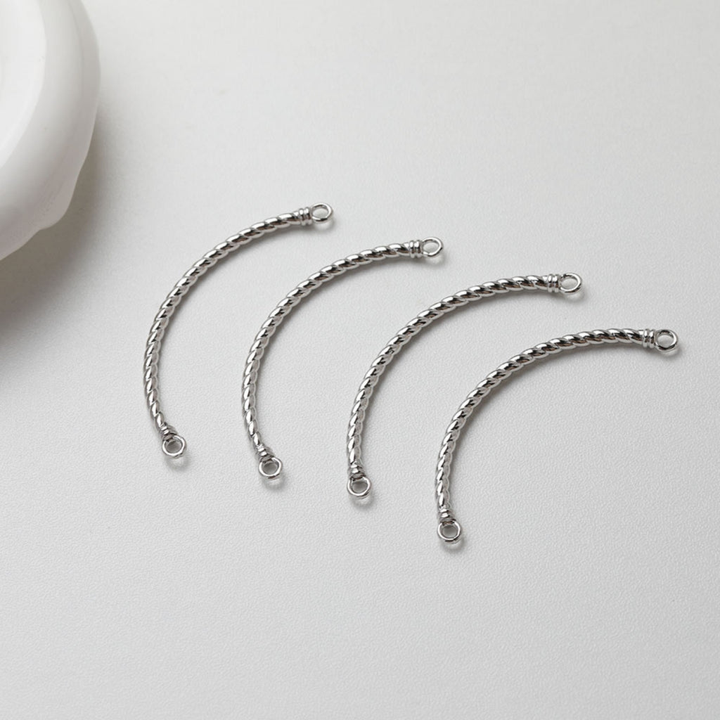 Twist Curved Connector with loops, 14K Gold/Silver Plated Bracelet Making Findings, Bracelet Jewelry Findings GE107