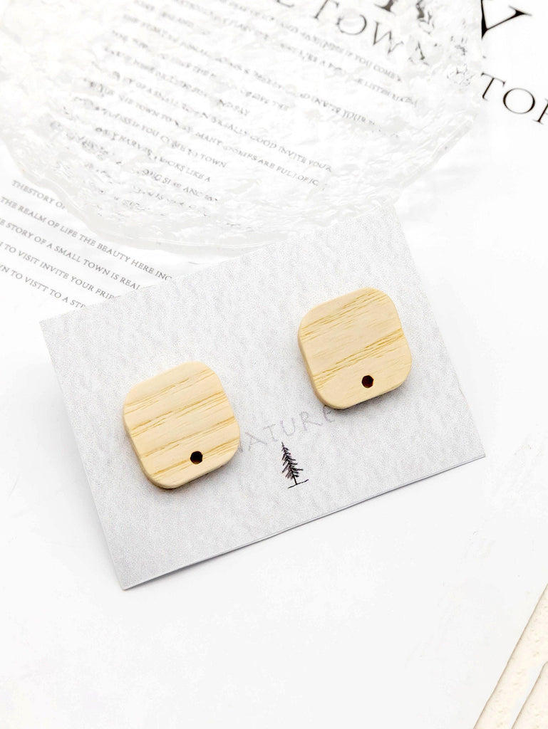 أقراط خشبية مكونة من 4 قطع، أقراط خشبية مربعة للنساء، مصنوعة من خشب الدردار المعاد تدويره، خالية من النيكل، أقراط هندسية مميزة JT904