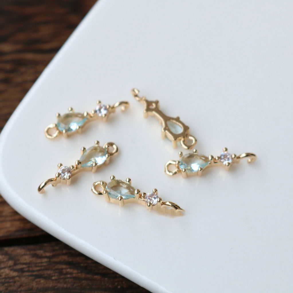 10pcs- Crystal Teardrop Charms, 8 colors You Choose, 14K Gold Plated Teardrop Pendant, 5*17mm, Jewelry Findings HL107-F101