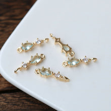 Load image into Gallery viewer, 10pcs- Crystal Teardrop Charms, 8 colors You Choose, 14K Gold Plated Teardrop Pendant, 5*17mm, Jewelry Findings HL107-F101