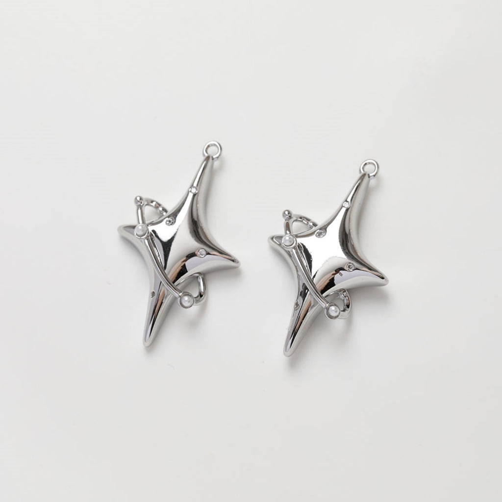 North Star Charms,  Crystal Cubic Pave Star Pendant, 14K Gold Plated, Gold/Silver, Necklace Making Star Charms, Jewelry Findings GZ312