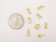 Load image into Gallery viewer, Dainty Cubic Alphabet Letter Charm, 18K Gold Plated CZ Micro Pave Initial Pendant, 8mm, Necklace Bracelet Earring Making S904