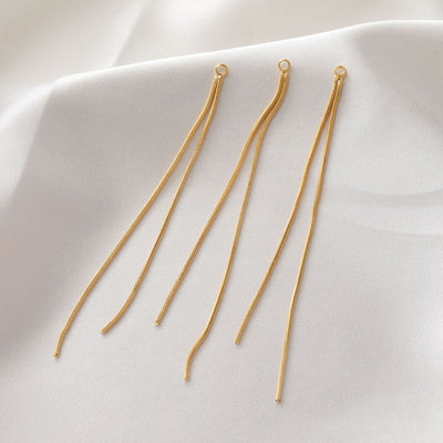 Chain Tassel Pendant, Gold Snake Chain Charm, 18K Gold Plated Earring Chain Pendant, Earring Findings GZ169