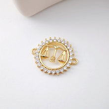 Load image into Gallery viewer, Round Pendant, Balance Pendant, CZ Pave Connector, 18K Gold Plated, Necklace Making Charm, Jewelry Findings S1134
