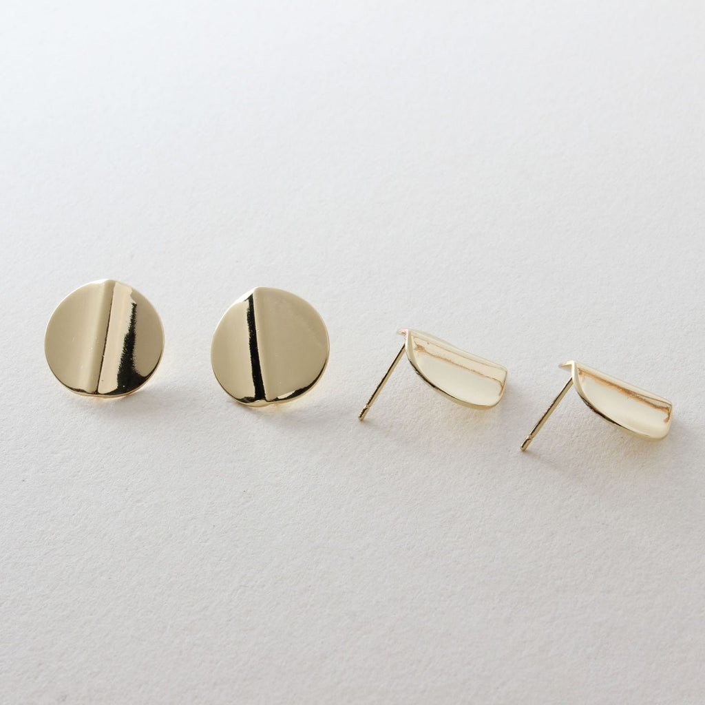 10pcs 18K Gold Round Post With Loop, Wave Round Stud Earring Nickel Free, 15mm, Hypoallergenic Earring Findings BB077