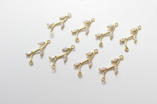 Load image into Gallery viewer, CZ Pave Leaf Connector, Cubic Zircon Crystal Leaf Pendant, Bracelet Necklace Pendant, 14K Gold Plated Charm, Jewelry Findings B027-ZX7034