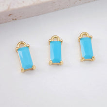 Load image into Gallery viewer, Crystal Tiny Rectangular Charms, Rainbow Color Crystal, 18K Gold Plated Rectangular Pendant, Jewelry Findings S20525