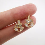 أقراط على شكل زهرة من الزركونيا المكعبة، مطلية بالذهب مع حلقة، مضادة للحساسية، أدوات يدوية الصنع، لوازم صنع الأقراط بنفسك D0032