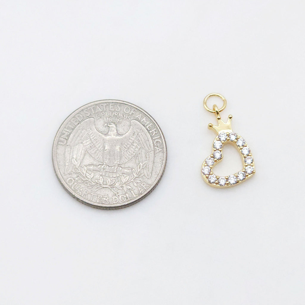 Cubic Heart Charms, 18K Gold Plated CZ Pave Love Charms, Bracelet Necklace Making Pendants, Jewelry Findings S20549
