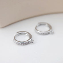 Load image into Gallery viewer, Cubic Zirconia Ear Hoops Multicolor Pave Crystal , 15.3*14mm, 18K Gold Plated Leverback Earrings, Huggie Hoops Earring D0155