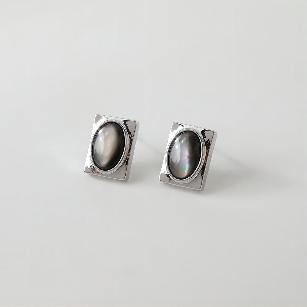 Rectangular Shell Ear Post With Loop, S925 Silver Ear Pin Nickel Free, Gold/Silver Ear Stud, Hypoallergenic Earring Findings GS002