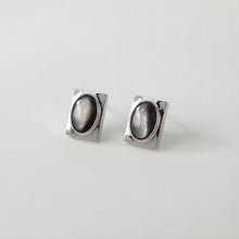 Load image into Gallery viewer, Rectangular Shell Ear Post With Loop, S925 Silver Ear Pin Nickel Free, Gold/Silver Ear Stud, Hypoallergenic Earring Findings GS002