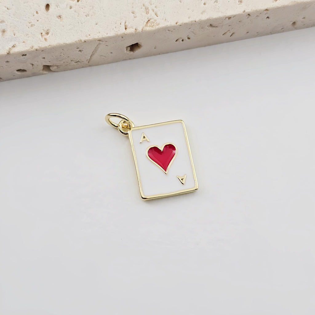 Enamel Poker Pendant, 18K Gold Plated, Necklace Making Charms, Jewelry Findings S1287
