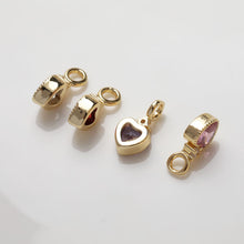 Cargar imagen en el visor de la galería, Dijes de corazón de oro, pavé de circonitas arcoíris, chapado en oro de 14 quilates, colgante de amor, colgantes para hacer collares, accesorios de joyería GZ401