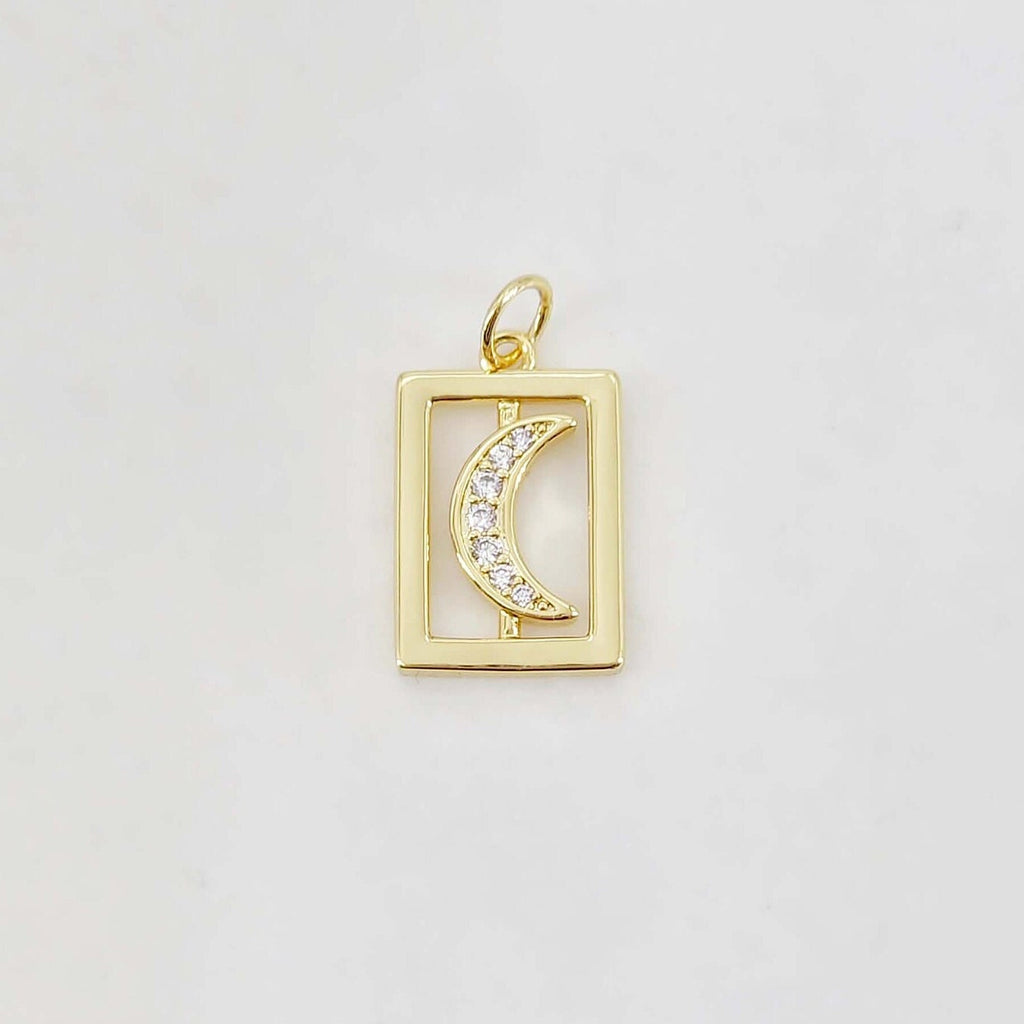 Dijes de cartas del Tarot en oro, colgante de Sol y Luna con micro pavé de circonitas, amuleto chapado en oro de 18 quilates, dijes para hacer collares, accesorios de joyería S20649