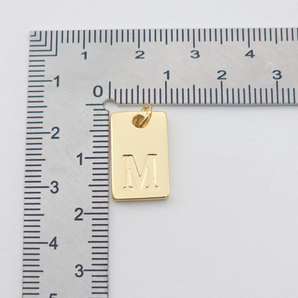 Alphabet Letter Card Charm, Rectangular Pendant, 18K Gold Plated Initial Pendant, Necklace Bracelet Earring Making S1150