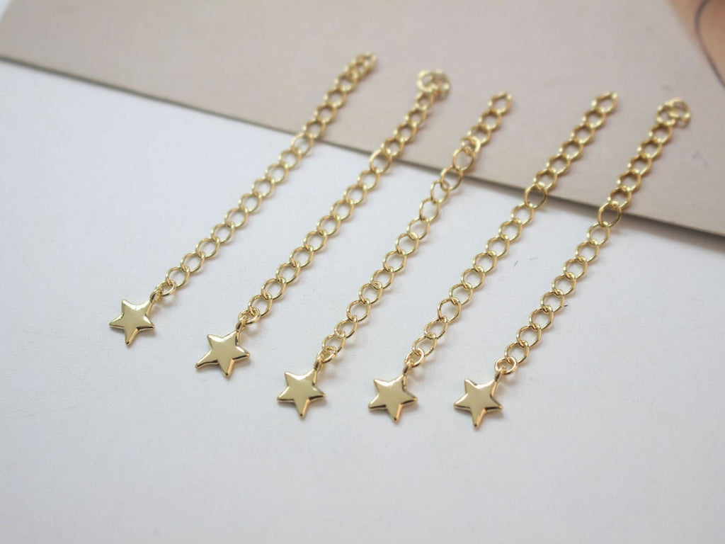 سلسلة تمديد، قمر، نجمة، طول 55 مم، قلادة مطلية بالذهب عيار 14 قيراطًا، نتائج صنع السوار GZ140