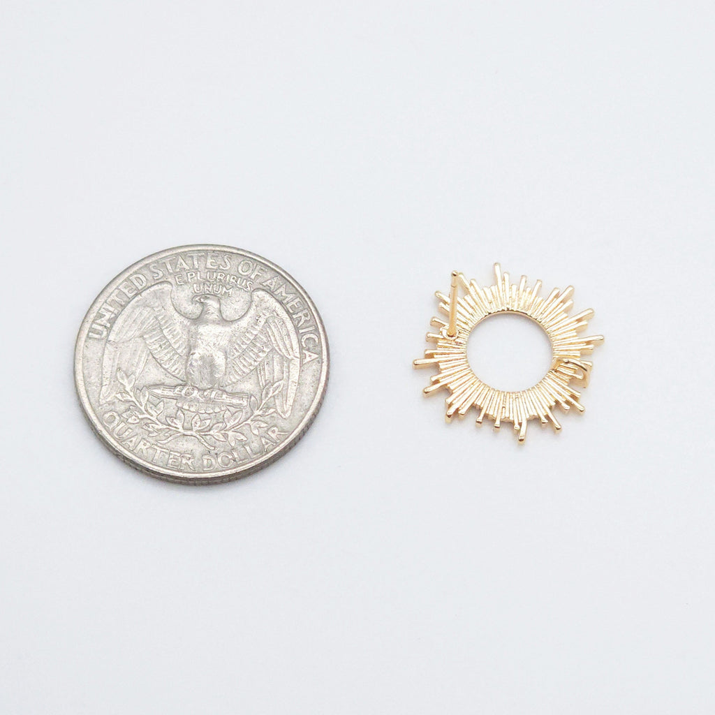 10pcs Sunshine Earring Post, 18K Gold Plated Stud Earring With Loop, Sunshine Ear Studs, Earring Finding ZX097