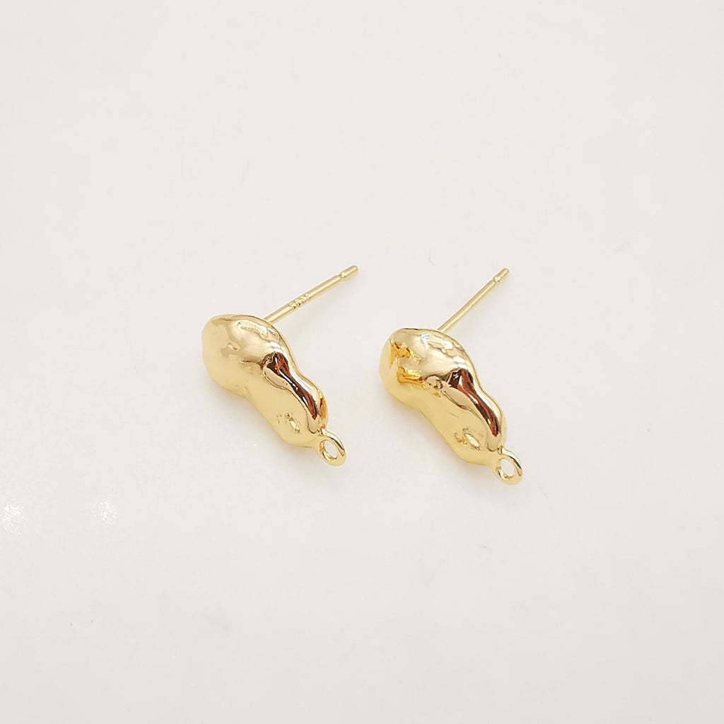 10pcs Gold Stone Earring Post With Loop, S925 Silver Pin Nickel Free Earrings, Ear Stud Loop, Hypoallergenic Earring Findings Z095