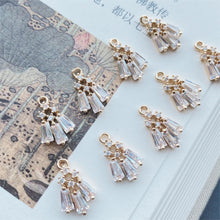 Load image into Gallery viewer, CZ Pave Fan Shape Charm, Cubic Zircon Crystal Fan Connector, CZ Earring Charm,Gold Plated Brass Earring Charms, Jewelry Findings STG011-F186