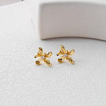 Load image into Gallery viewer, Flower Earring Post, 18K Real Gold Plated Brass Stud Earring With Loop, S925 Silver Pin, CZ Pave, Nickel Free, Earring Finding D0490