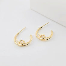 Load image into Gallery viewer, Moon Ear Post, Knot Earring Post, C Shape Ear Post, Nickel Free Earrings, Gold Ear Stud, Hypoallergenic Earring Findings ZX292
