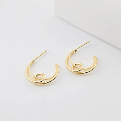Moon Ear Post, Knot Earring Post, C Shape Ear Post, Nickel Free Earrings, Gold Ear Stud, Hypoallergenic Earring Findings ZX292