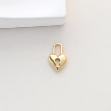 Load image into Gallery viewer, Dainty Love Lock Charm, Heart Key Pendant, 18K Gold Plated Necklace Making Pendant, Love Lock Pendant, Jewelry Findings S1046