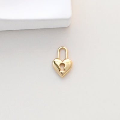 Dainty Love Lock Charm, Heart Key Pendant, 18K Gold Plated Necklace Making Pendant, Love Lock Pendant, Jewelry Findings S1046