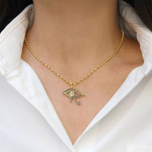 Load image into Gallery viewer, Cubic Evil Eye Charm, 18K Gold Plated Micro CZ Pave Eye Collection Pendant Necklace Making Charm, Jewelry Findings S20224