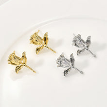 Cargar imagen en el visor de la galería, Poste para pendientes con forma de rosa, pendiente de botón de latón chapado en oro auténtico de 18 quilates con aro, sin níquel, accesorio para pendientes LL193