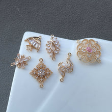 Load image into Gallery viewer, CZ Multishape Connector, Cubic Zircon Crystal Pendant, CZ Earring Charms, Gold Plated Brass Earring Charms, Jewelry Findings HL017-F191