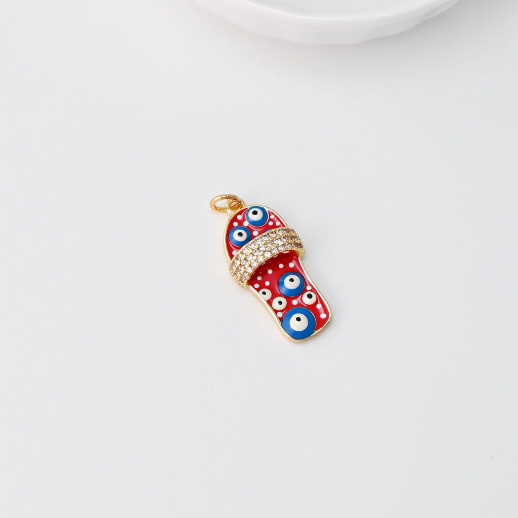 Shoes Charms, Clear/Blue Cubic Sneaker Pendant, Slipper Charms, 18K Gold Plated, Necklace Earring Making Charms, Jewelry Findings