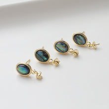 Load image into Gallery viewer, Oval Shape Post Earring, S925 Silver Ear Pin Nickel Free, MOP, Ear Stud with Peg Bail Caps for Half Drilled Earring Findings GZ502