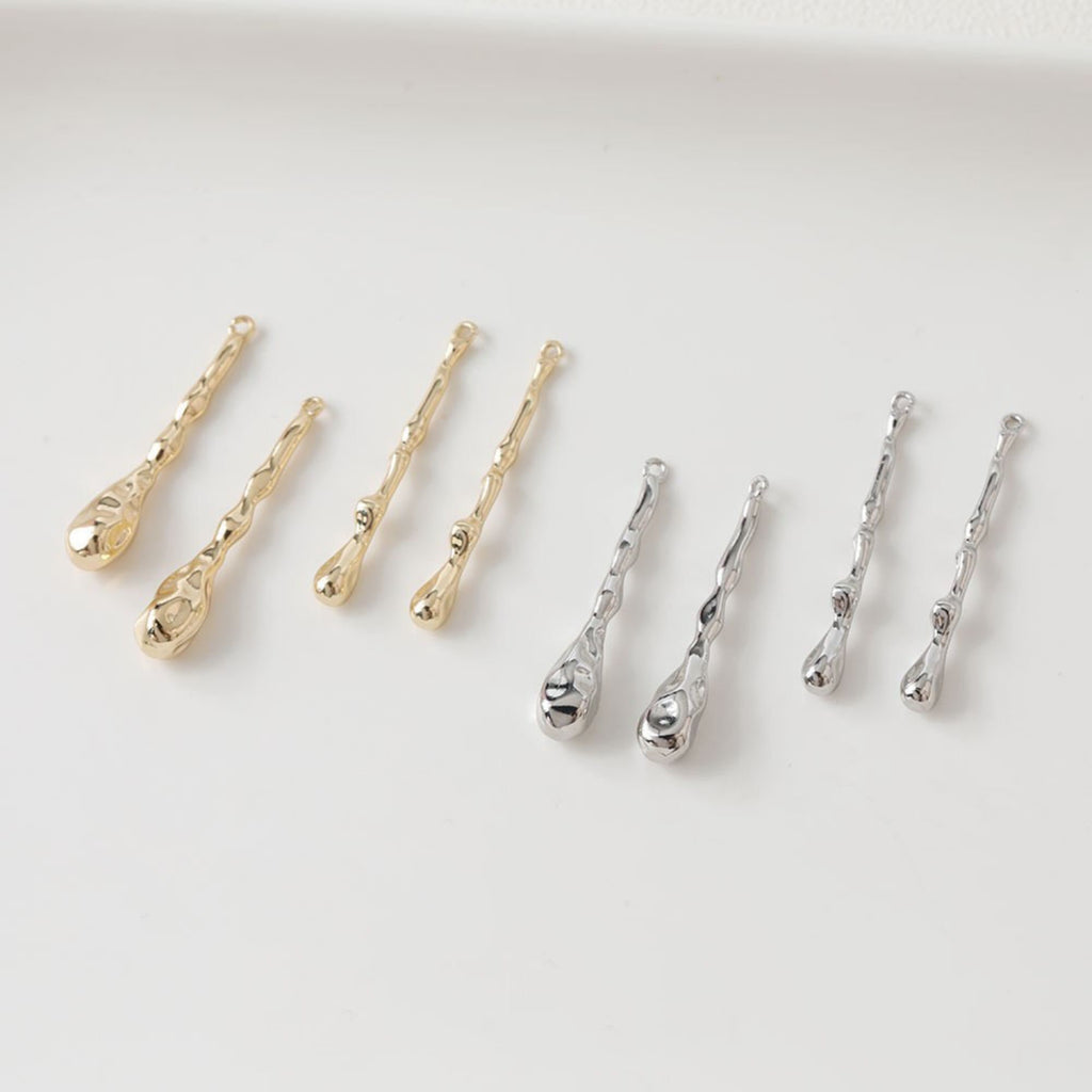 Drop Shaped Textured Pendant, Charm, 14K Gold/Silver Plated, Jewelry Making Findings ZZ021