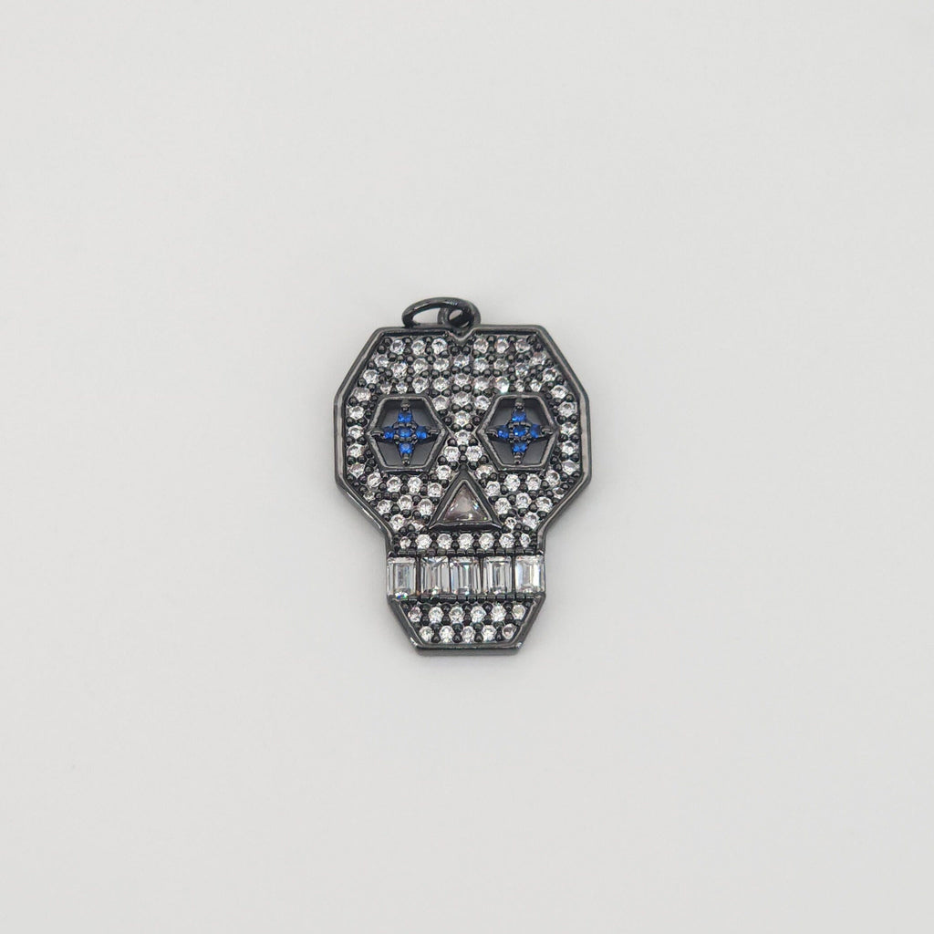 18K Real Gold Skeleton Pendant, Skull Pendant, bracelet necklace charms, CZ Pave Pendants, Jewelry Findings S20718