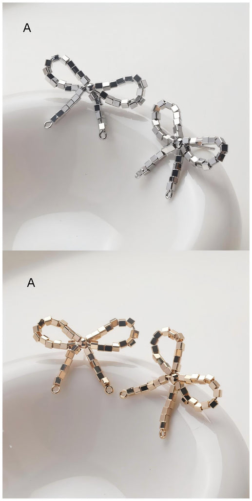 Bow Earrings Collection, Bow Tie Earring Post with Loop, 14K Gold/Silve Plated, S925 Silver Pin Nickel Free Earrings GZ724
