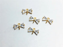 Cargar imagen en el visor de la galería, 10 dijes de pajarita con pavé de circonita cúbica, colgante de pajarita con cristal de circonita cúbica, colgante para pulsera y collar, chapado en oro, accesorios de joyería STG004-F222
