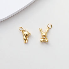 Load image into Gallery viewer, Bear/Rabbit Pendant, CZ Pave Charms, 18K Gold Plated Animals Charms, For Bracelet And Necklace Making, Jewelry Findings S1377