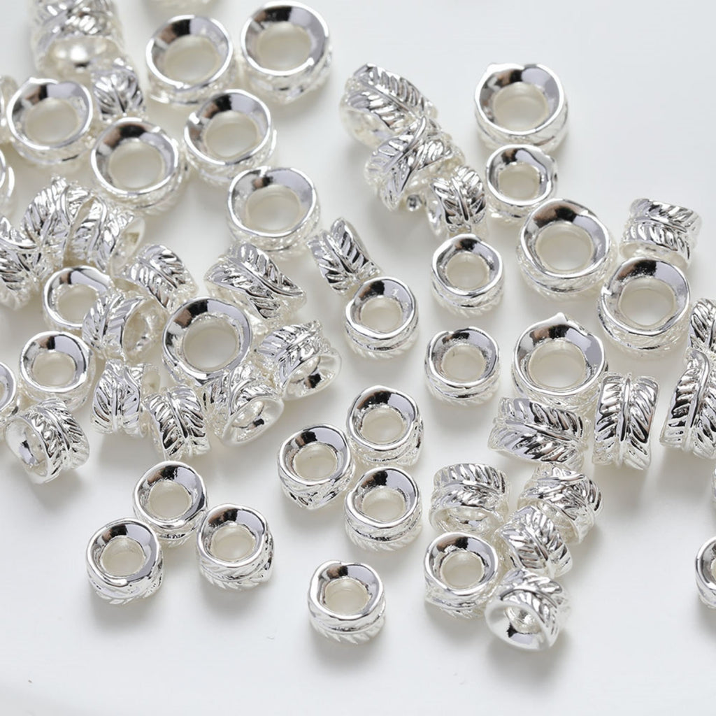 Feather shaped spacer beads, 14K gold plated, feather hole beads, necklace and earring making beads, jewelry findings SC005