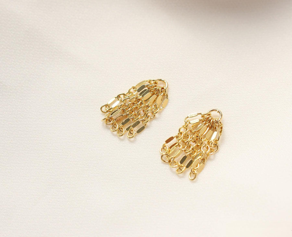 Gold Lip Chain Tassel Pendant, Chain Charm, 14K Gold Plated Earring Chain Pendant, Earring Findings GZ658