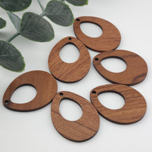Load image into Gallery viewer, Teardrop Wood Charms, Drop Wooden Pendant, Reclaimed Walnut Wood, Geometric Statement Wood Earrings Diy Ideas JT978