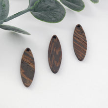 Load image into Gallery viewer, Oval Wood Charms, Drop Wooden Pendant, Reclaimed Walnut Wood, Geometric Statement Wood Earrings Diy Ideas JT998