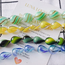Cargar imagen en el visor de la galería, 4 cuentas de vidrio con forma de gota, globos ovalados huecos soplados a mano para hacer joyas, hallazgos de cuentas DIY MY098