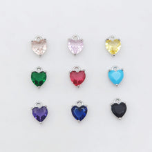 Load image into Gallery viewer, Crystal Tiny Heart Charms, 9 Color Crystal You Choose, 18K Gold/Silver Plated Heart Pendant, Jewelry Findings S20500