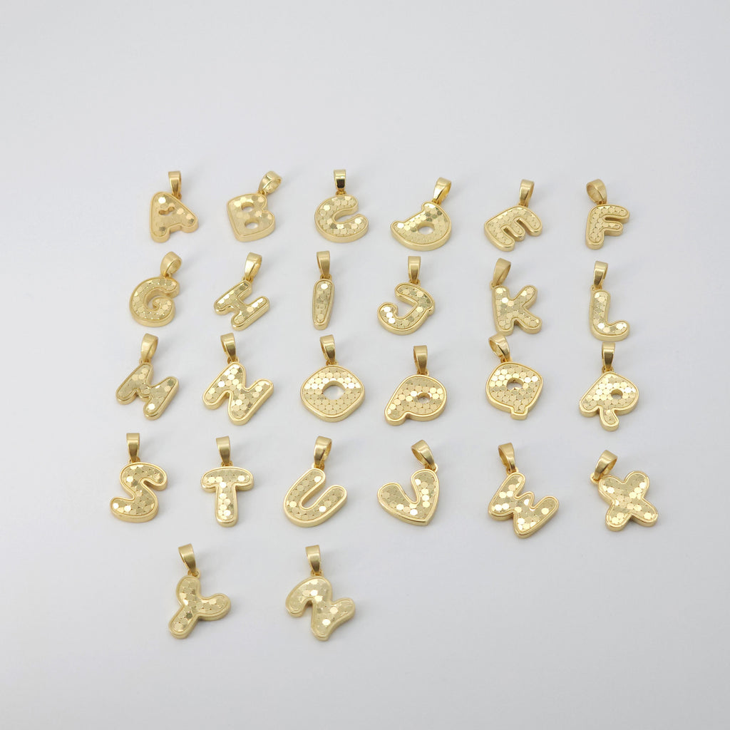 Dije de letra del alfabeto, inicial chapada en oro brillante de 18 quilates, letra minimalista personalizada para hacer collares y pulseras S20851